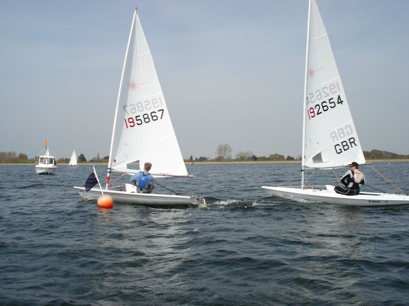Tim Law winning race one from Orlando Gledhill at the Queen Mary Laser open photo copyright Rupert Bedell taken at Queen Mary Sailing Club and featuring the ILCA 7 class