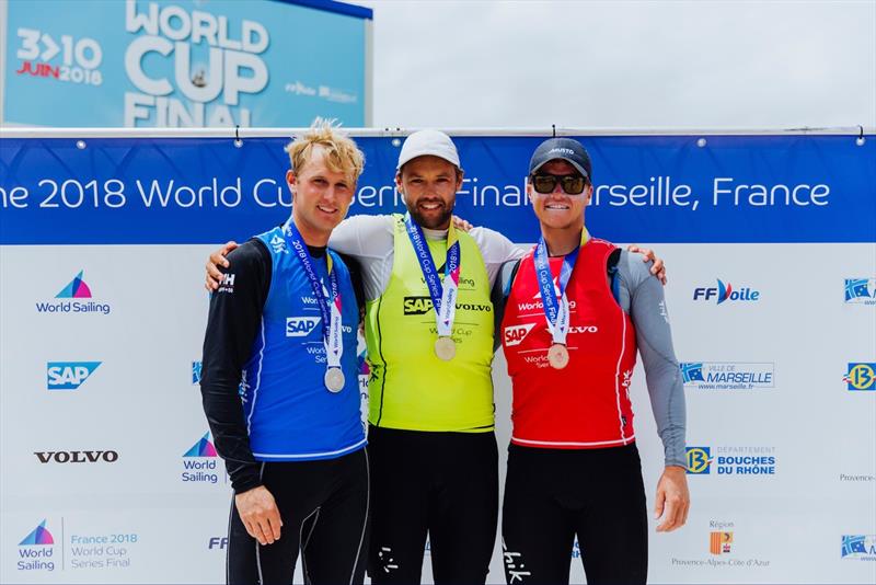 Laser medalists - 2018 World Cup Series Final photo copyright Pedro Martinez / Sailing Energy / World Sailing taken at  and featuring the ILCA 7 class