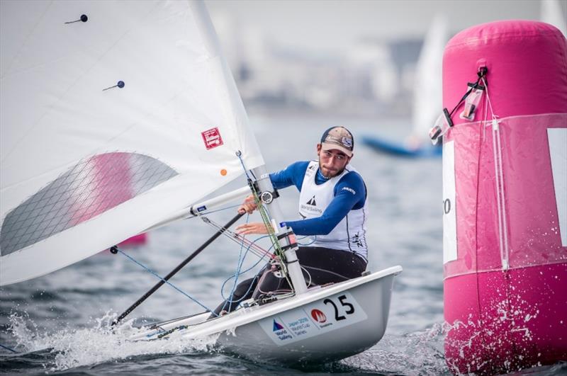 Lorenzo Brando Chiavarini in the Laser on Day 3 at World Cup Series Enoshima photo copyright Jesus Renedo / Sailing Energy / World Sailing taken at  and featuring the ILCA 7 class