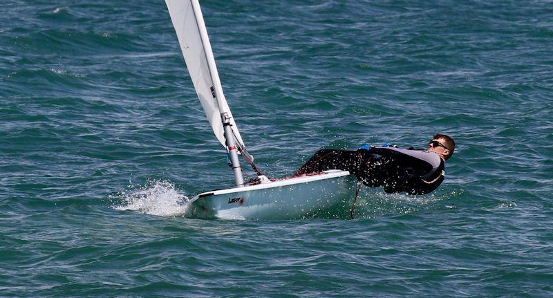 With F4 winds athletic hiking was needed for the full rigs in the Laserfest Tri-Series round 1 at Broadstairs photo copyright Nicky Whatley taken at Broadstairs Sailing Club and featuring the ILCA 7 class