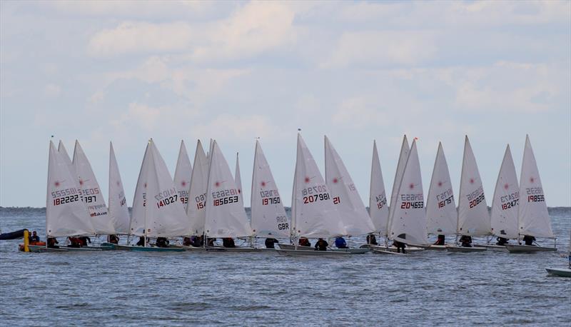 Sharing almost no wind among 31 boats led to chaotic pin-end starts - Laserfest Tri-Series Round 3 at Herne Bay photo copyright Nicky Whatley taken at Herne Bay Sailing Club and featuring the ILCA 7 class