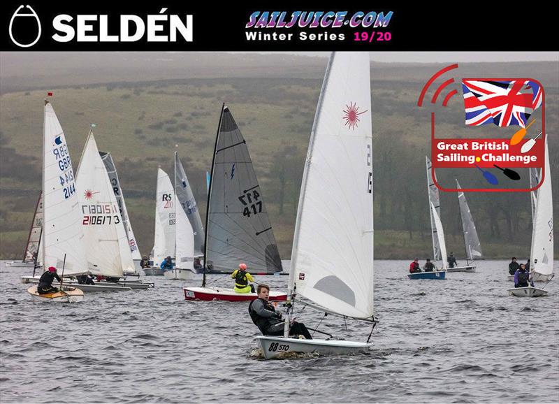 George Sunderland during the Yorkshire Dales Brass Monkey - Seldén Sailjuice Winter Series Round 3 photo copyright Tim Olin / www.olinphoto.co.uk taken at Yorkshire Dales Sailing Club and featuring the ILCA 7 class
