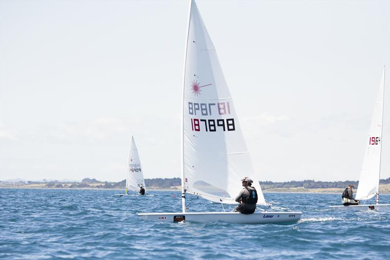 Mitre 10 NZ Laser Nationals - New Plymouth - January 17, 2020 - Andrew Child enjoying the sea breeze in Race 3  photo copyright NZ Int Laser Class Assoc taken at  and featuring the ILCA 7 class