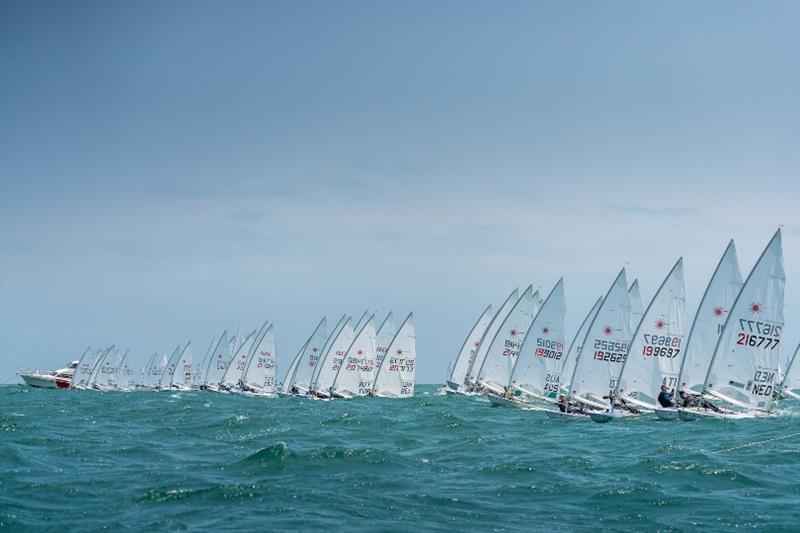 Laser fleet - 2020 Sail Melbourne International, day 1 photo copyright Beau Outteridge taken at Royal Brighton Yacht Club and featuring the ILCA 7 class