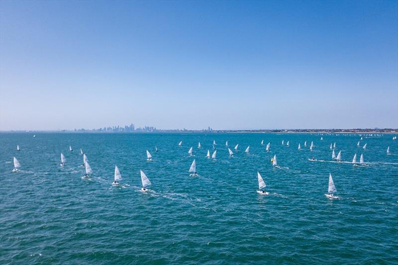 Laser fleet - 2020 Sail Melbourne International, day 5 photo copyright Beau Outteridge taken at Royal Brighton Yacht Club and featuring the ILCA 7 class