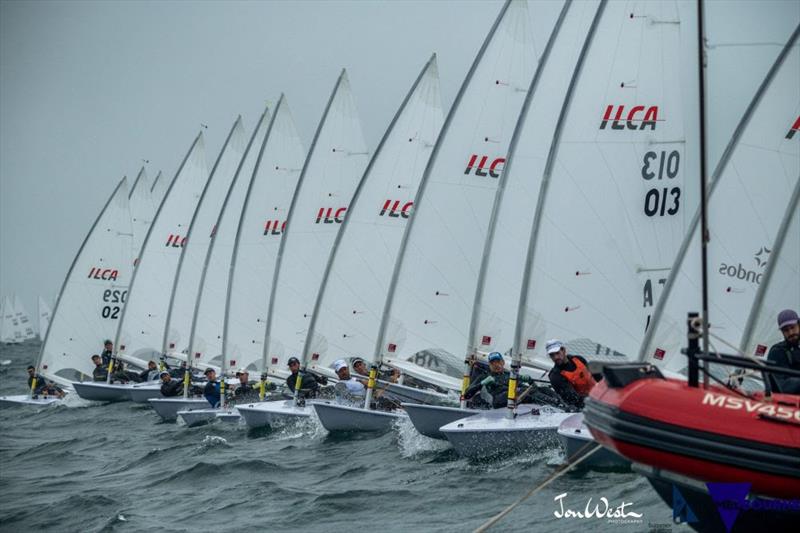 A clear start at 2020 Laser World Championships photo copyright Jon West Photography taken at Sandringham Yacht Club and featuring the ILCA 7 class