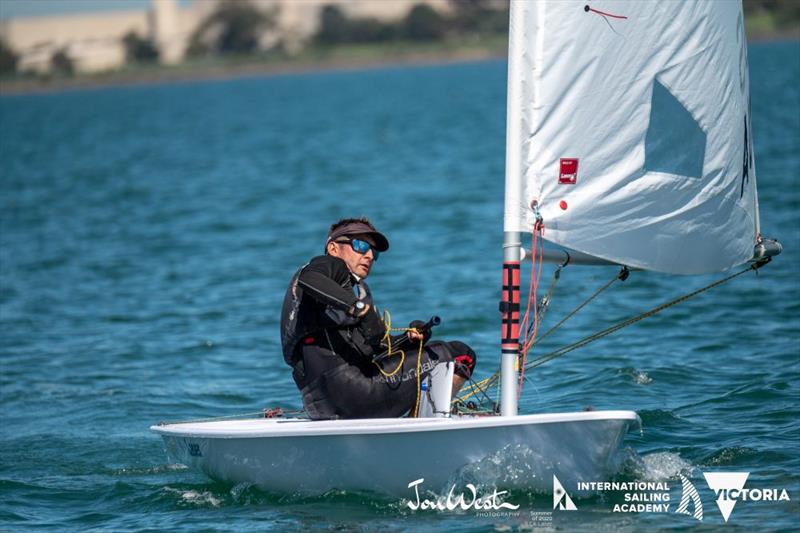 Owen McMahon stretched his lead in the Radial Masters division with a third win from three races - Oceania and Australian Laser Masters Championship photo copyright Jon West Photography taken at Royal Geelong Yacht Club and featuring the ILCA 7 class