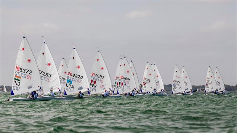 Laser fleet - photo © World Sailing