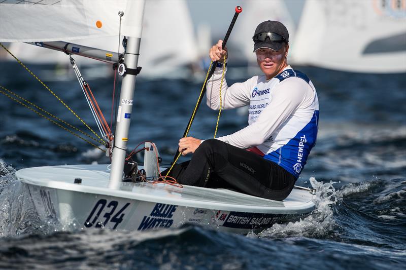 Eliot Hanson at the Aarhus Sailing World Championships photo copyright Richard Langdon / British Sailing Team taken at Sailing Aarhus and featuring the ILCA 7 class