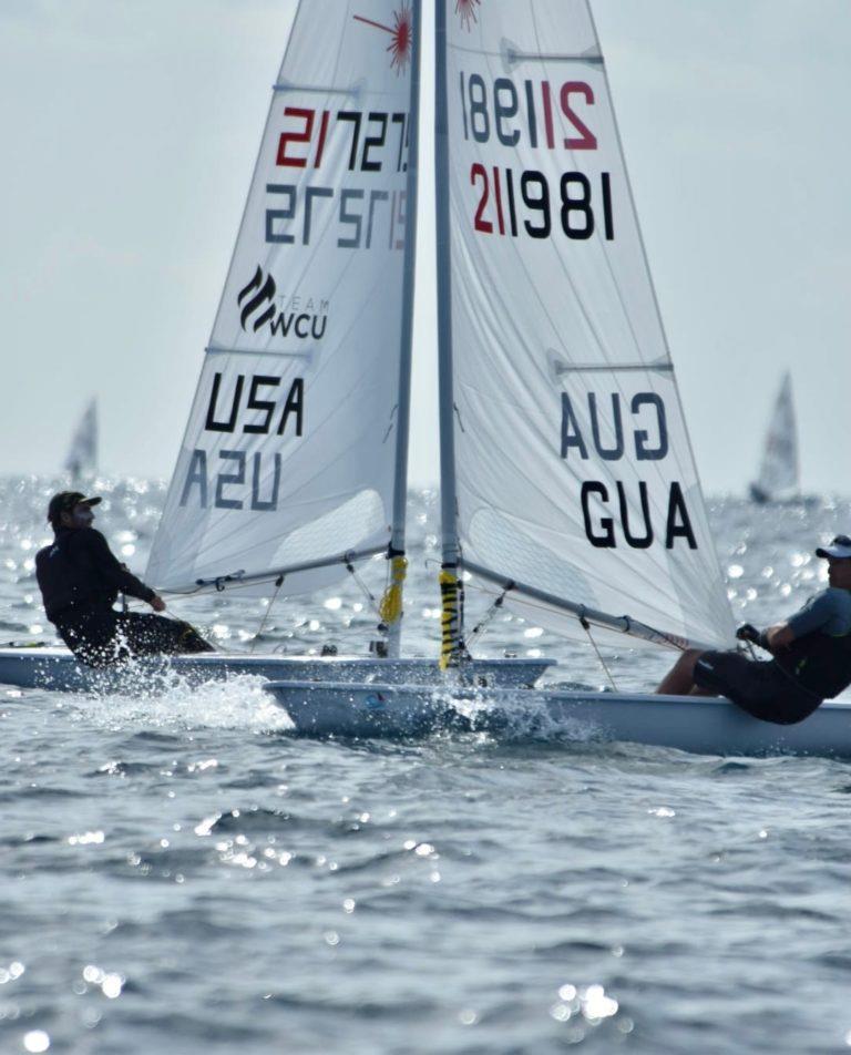 Charlie Buckingham (USA) and Juan Maegli (GUA) on Monday at the 2021 West Marine US Open Sailing Series – Fort Lauderdale photo copyright Ellinor Walters taken at Lauderdale Yacht Club and featuring the ILCA 7 class