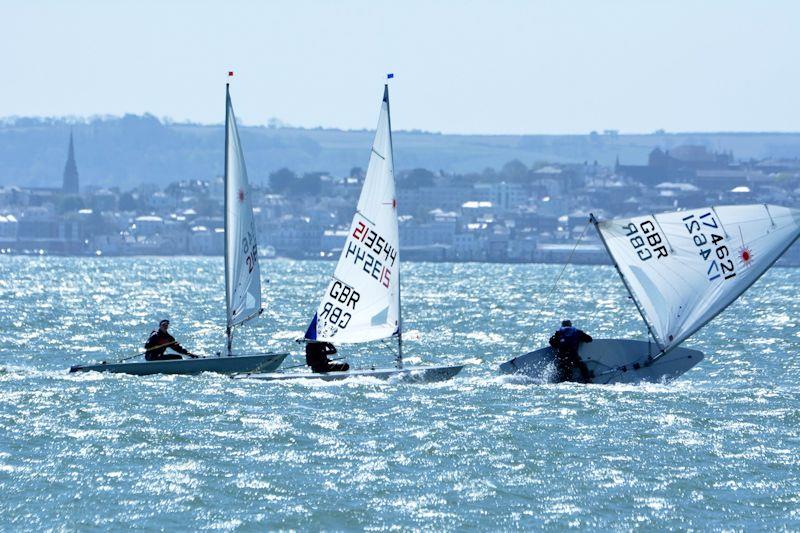 Laser racing at Stokes Bay photo copyright Lorraine Budgen taken at Stokes Bay Sailing Club and featuring the ILCA 7 class