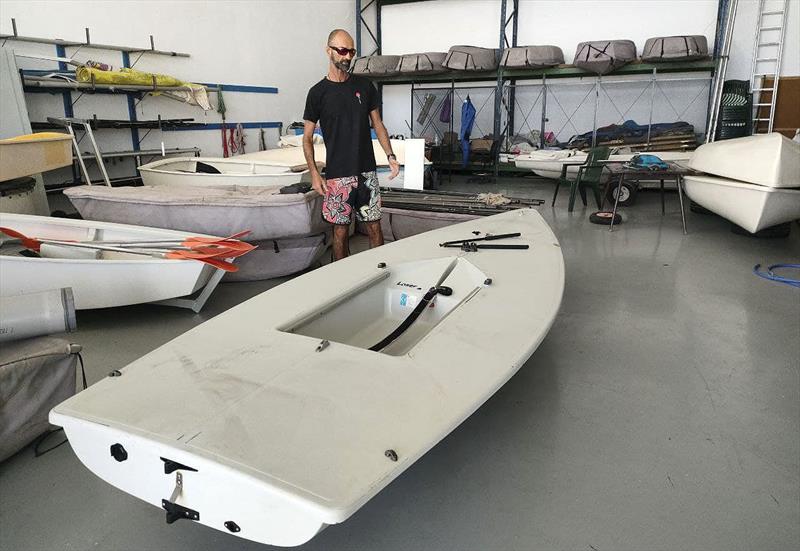 Checking out the vessel in question - World Record attempt of over 300nm - in a Laser! - photo © Yassine Drk