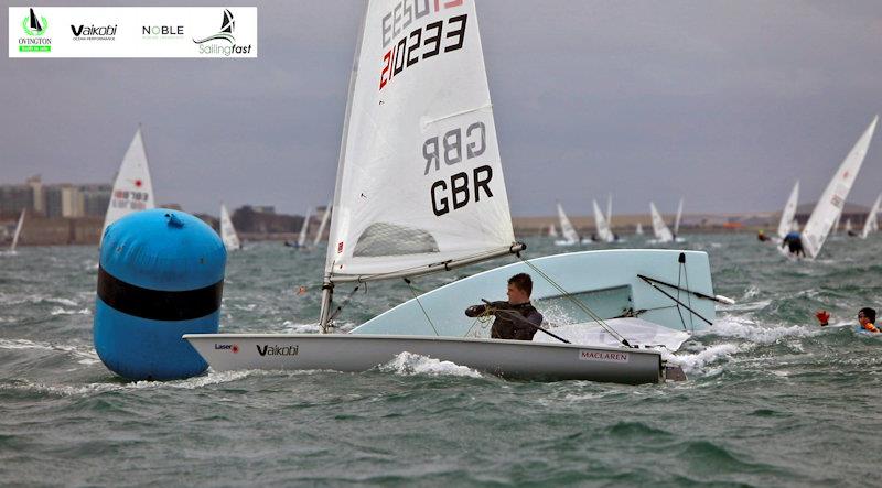 Theo Gumbley avoids a swimmer during ILCA 7 UKLA Worlds & Europeans Qualifier 3 at the WPNSA photo copyright Georgie Altham / www.facebook.com/galthamphotography taken at Weymouth & Portland Sailing Academy and featuring the ILCA 7 class