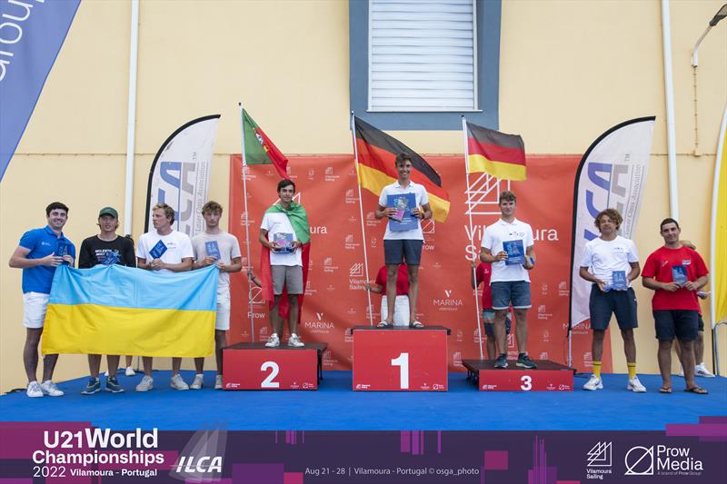 2022 ILCA U21 Worlds at Vilamoura, Portugal prize giving photo copyright osga_photo / Joao Costa Ferreira taken at Vilamoura Sailing and featuring the ILCA 7 class