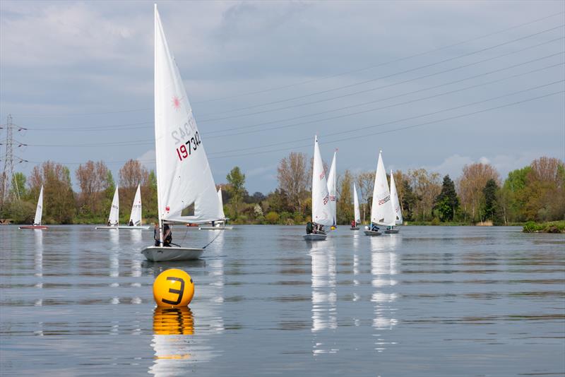 Papercourt ILCA Open - Bruce Ramshaw leads the ILCA 7 fleet chased by Samson Cross leading the ILCA 6 fleet photo copyright Peter Snow taken at Papercourt Sailing Club and featuring the ILCA 7 class