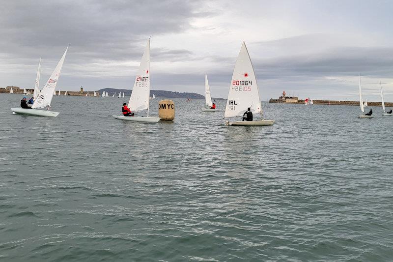 Gary O'Hare (201364) leads Niall Cowman (211857) and Theo Lyttle (211129) in the early stages of Race 1 - Viking Marine DMYC Frostbite Series 1 final day - photo © Ian Cutliffe