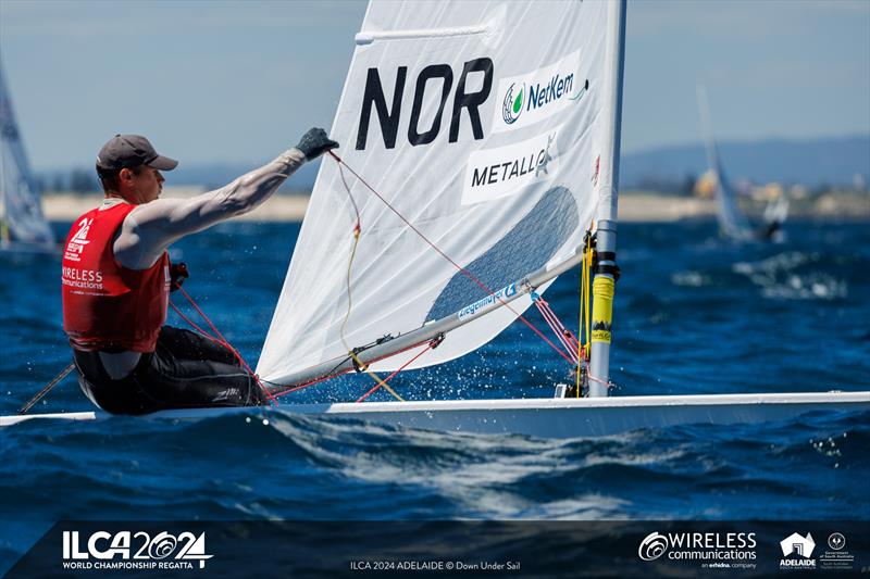 Norwegian Hermann Tomasgaard sits in third overall after Day 4 of the 2024 ILCA 7 Men World Championship - photo © Jack Fletcher / Down Under Sail