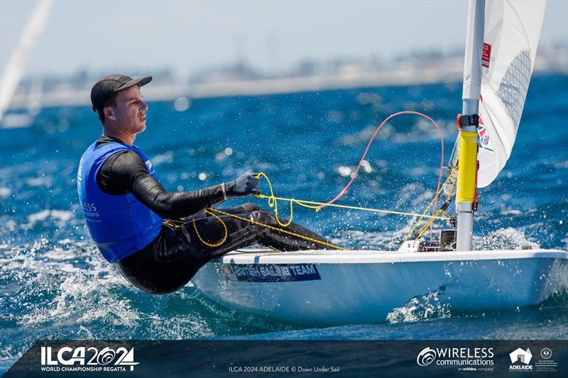 Great Britain's Micky Beckett is one point off the lead heading into the final two days of the 2024 ILCA 7 Men World Championship - photo © Jack Fletcher / Down Under Sail