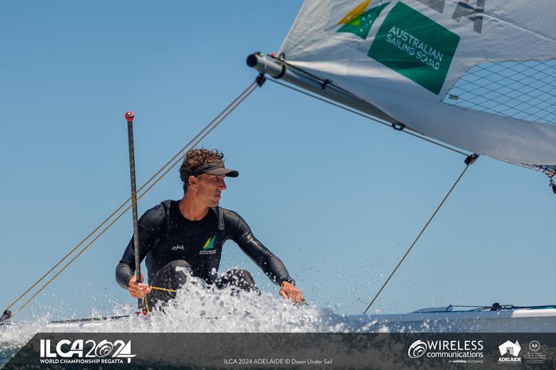 Luke Elliott at the 2024 ILCA 7 World Championships photo copyright Jack Fletcher / Down Under Sail taken at Adelaide Sailing Club and featuring the ILCA 7 class
