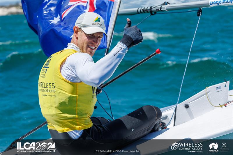 Matt Wearn wins the 2024 ILCA 7 Men World Championship photo copyright Jack Fletcher / Down Under Sail taken at Adelaide Sailing Club and featuring the ILCA 7 class
