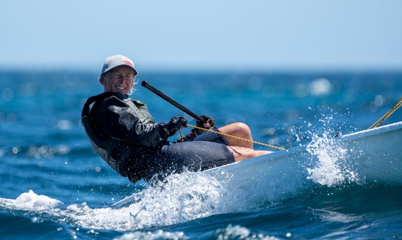 Tiff Evans from Port Lincoln having a great send photo copyright Harry Fisher / Down Under Sail taken at Adelaide Sailing Club and featuring the ILCA 7 class