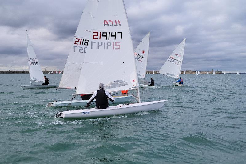 Close company at the spreader mark - Viking Marine Frostbite Series 3rd March photo copyright Ian Cutliffe taken at Dun Laoghaire Motor Yacht Club and featuring the ILCA 7 class