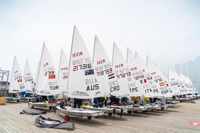 Still no wind on day 4 of the ILCA 7 Men's World Championships at Qingdao - photo © Kong XiangJing / ILCA