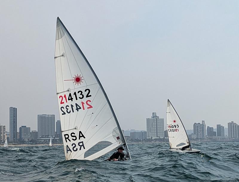 Cresting a swell on Day one of the PYT ILCA KZN Regionals, Grand Master Campbell Alexander settles in to head up to the weather mark after just rounding the leeward buoy. Alexander finished 4th overall in the three day regatta hosted offshore by Point YC - photo © Sophie Thompson
