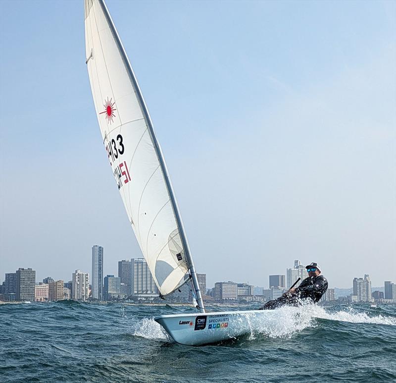 A sleigh ride, victor, Rudy McNeill is pictured cruising along a swell on day one of the PYT ILCA KZN Regionals held offshore by Point Yacht Club - photo © Sophie Thompson