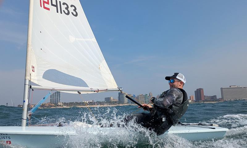 All smiles. Overall champion, Rudy McNeill is pictured heading down to the bottom mark on day one of the PYT ILCA KZN Regionals hosted by Point Yacht Club - photo © Sophie Thompson