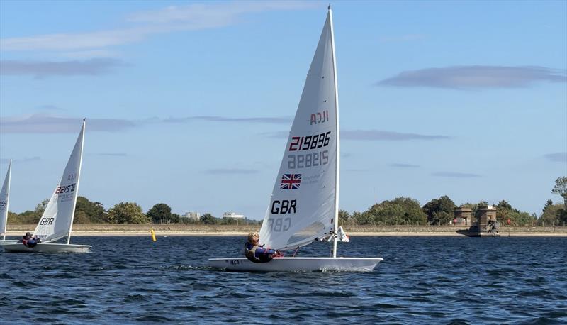 ILCA 7 winner Lucas Symons with Rob Sumner in close attendance during the Island Barn Reservoir Sailing Club ILCA Open - photo © Giulio Mazzarini / www.gmazzarini.com