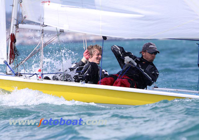 Three races in the Bay on day 4 of the Laser 2 worlds in Weymouth photo copyright Steve Bell / www.fotoboat.com taken at Weymouth & Portland Sailing Academy and featuring the Laser 2 class