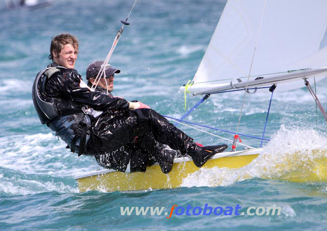 Three races in the Bay on day 4 of the Laser 2 worlds in Weymouth photo copyright Steve Bell / www.fotoboat.com taken at Weymouth & Portland Sailing Academy and featuring the Laser 2 class