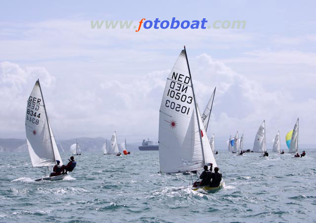 Three races in the Bay on day 4 of the Laser 2 worlds in Weymouth photo copyright Steve Bell / www.fotoboat.com taken at Weymouth & Portland Sailing Academy and featuring the Laser 2 class