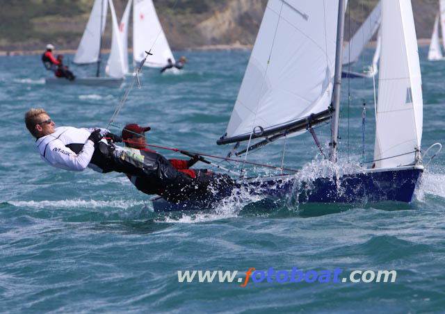 Three races in the Bay on day 4 of the Laser 2 worlds in Weymouth photo copyright Steve Bell / www.fotoboat.com taken at Weymouth & Portland Sailing Academy and featuring the Laser 2 class