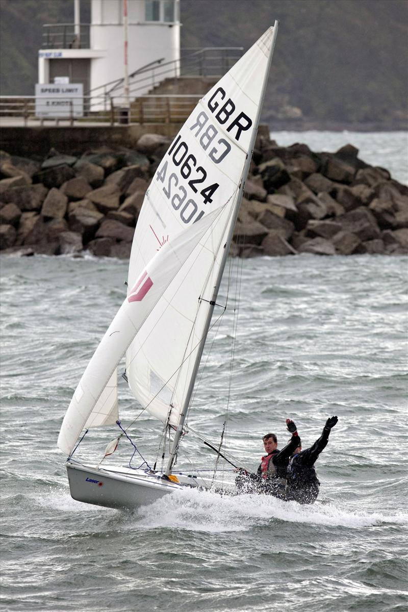 Oscar Daws & Arisudan Sheth of Brunel University at the UK Student Fleet Champs photo copyright Lloyd Russell taken at Mount Batten Centre for Watersports and featuring the Laser 2 class