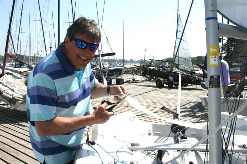 Bay Hippisley of Itchenor Sailing Club cuts the ribbon on Mako photo copyright David Priscott taken at Itchenor Sailing Club and featuring the 2000 class