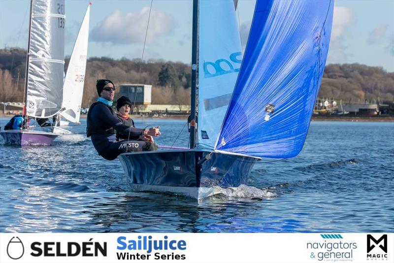 Ben and Sam Pascoe win the Oxford Blue, part of the Seld&eacute;n Sailjuice Winter Series - photo &copy; Tim Olin / www.olinphoto.co.uk