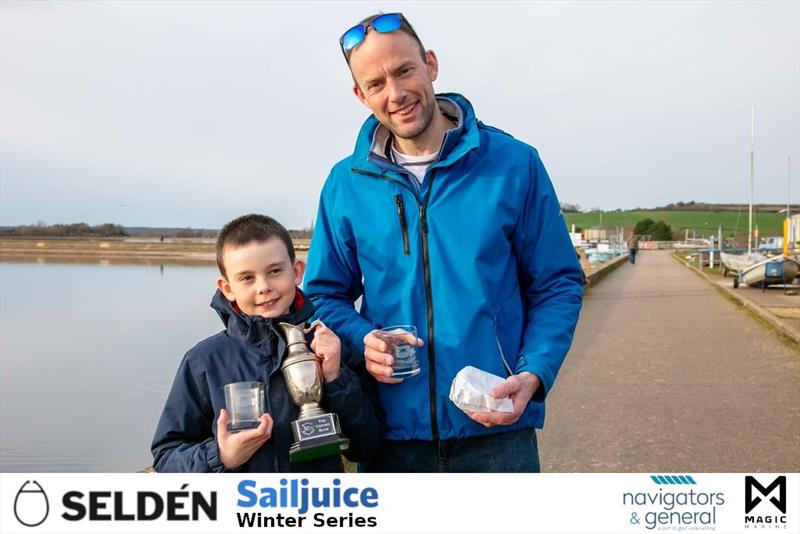 Ben (helm, left) and Sam Pascoe win the Oxford Blue, part of the Seldén Sailjuice Winter Series - photo © Tim Olin / www.olinphoto.co.uk