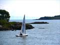 Solway Yacht Club Cadets Adventure Day - Stewart Biggar in his ILCA4 in amongst the rocks keeps as much out of the tide as he can © Margaret Purkis