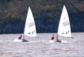 Easter Eggstravaganza in Kippford: Battle on the Cadets: Closest of racing throughout the series, Toby Iglehart (200027) gets inside line from Finn Harris (157609) © Margaret Purkis