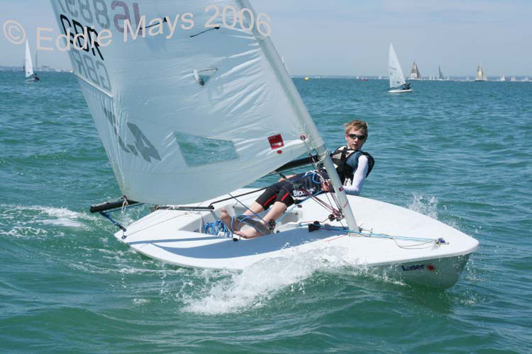 Joe Bottomley during the Laser 4.7 Grand Prix at Royal Victoria Yacht Club photo copyright Eddie Mays taken at  and featuring the ILCA 4 class
