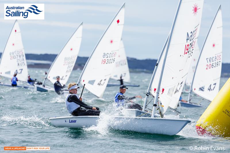George Morton on his way to winning the Laser 4.7 NSW Youth Championship photo copyright Robin Evans taken at Georges River 16ft Skiff Sailing Club  and featuring the ILCA 4 class
