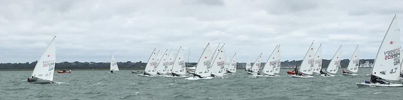 Matilda Nicholls port-tacks the fleet during the Royal Lymington Yacht Club Youth Laser Open - photo © Ben Nicholls