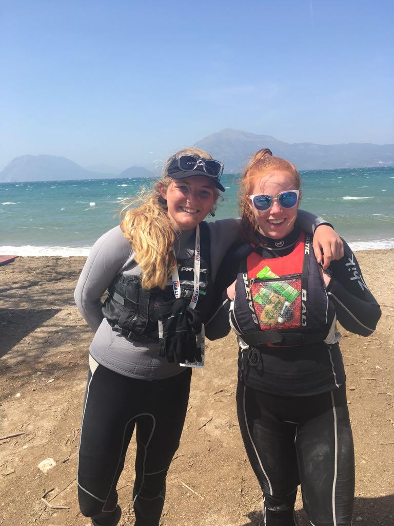 Flo Nicholls and Abby Childerley at 2018 U16 Laser 4.7 European Championships photo copyright Ben Nicholls taken at  and featuring the ILCA 4 class