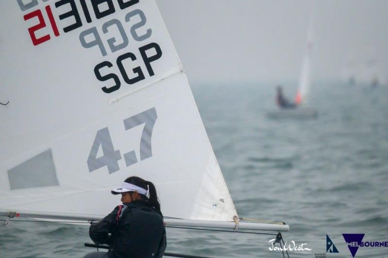 Joelle Lio (SGP) showed the boys how yo sail in light conditions - 2020 Australian Laser Championships day 4 - photo © Jon West Photography