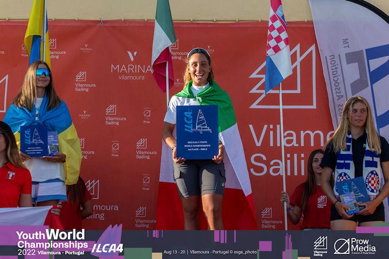 ILCA 4 Youth World Championship at Vilamoura, Portugal - girl's podium photo copyright osga_photo / Joao Costa Ferreira taken at Vilamoura Sailing and featuring the ILCA 4 class