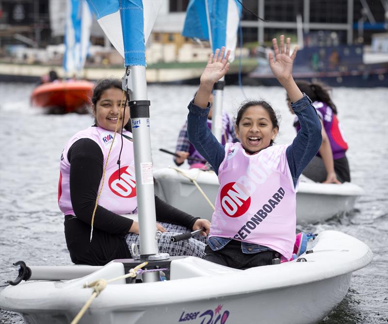 Angellica Bell and Michael Underwood join Paralympic gold medallist Helena Lucas ) to officially relaunch the RYA's OnBoard programme - photo © onEdition