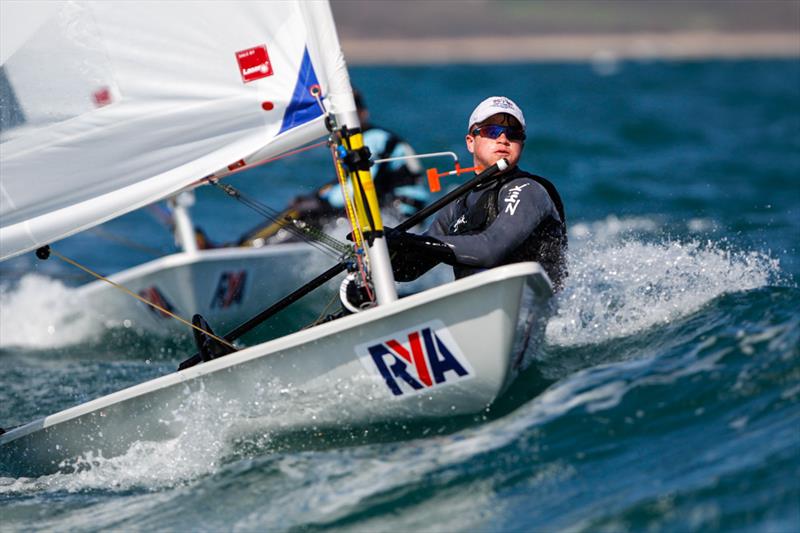 Jamie Calder wins in the Laser Radial men's title at the RYA Youth National Championships - photo © Paul Wyeth / RYA