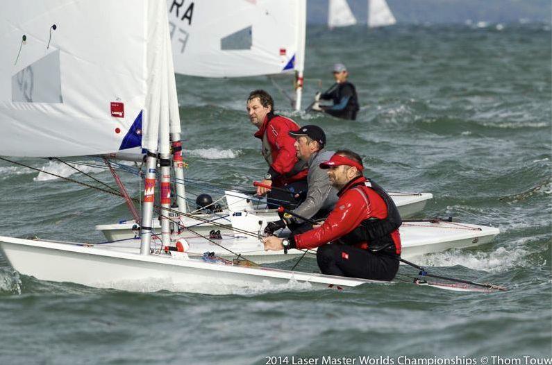 Steve Cockerill overlapped with the other leaders at the 2014 Laser Masters Worlds - photo © Thom Touw / 2014 Laser Masters Worlds